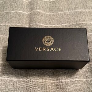 Versace Black Sunglasses box with new Versace, cleaning cloth and instructions